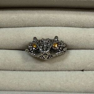 Silver Cobra Ring with Yellow Eyes